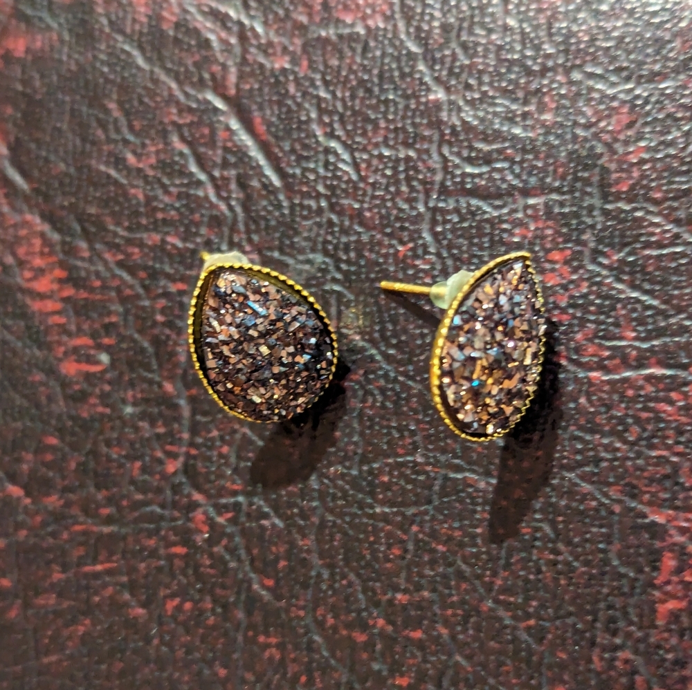 Brown Druzy Earrings